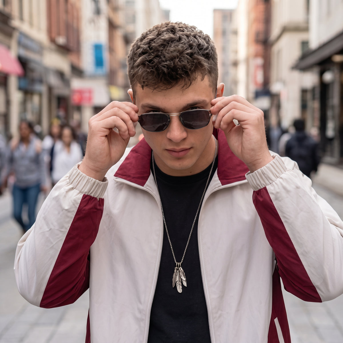 Crimson Grid Windbreaker Jacket