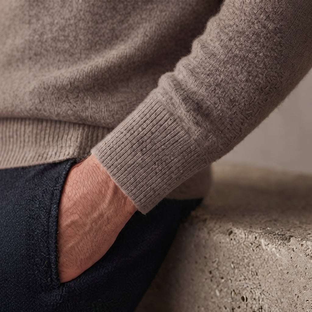 Taupe Brown Crew-Neck Sweater