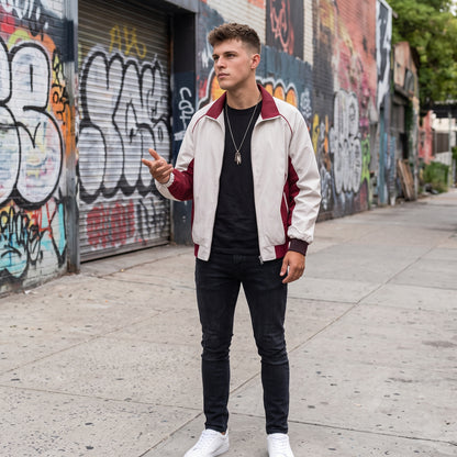 Crimson Grid Windbreaker Jacket