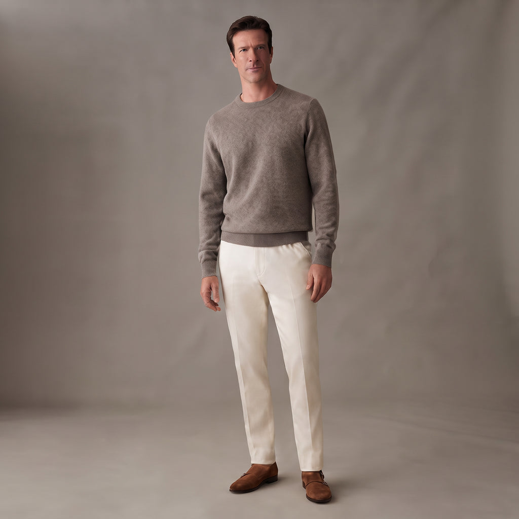 Taupe Brown Crew-Neck Sweater