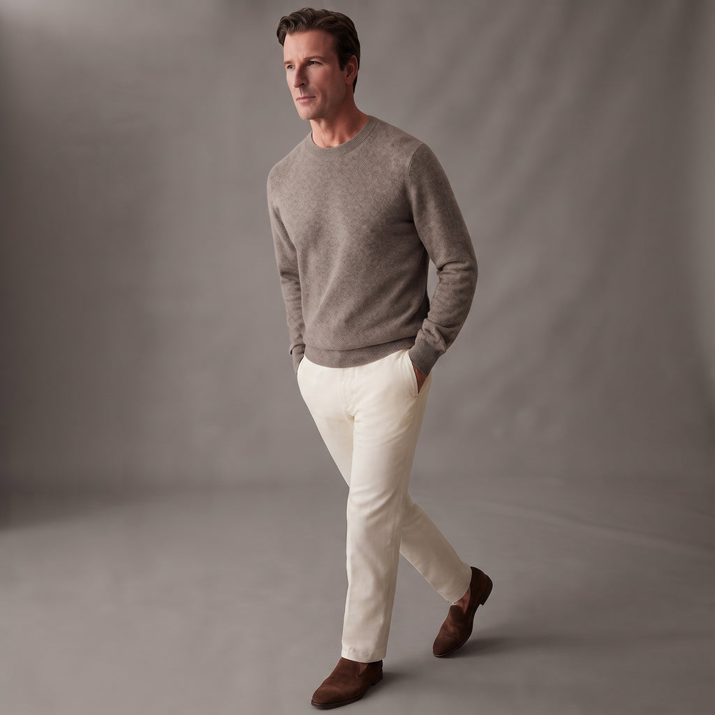 Taupe Brown Crew-Neck Sweater