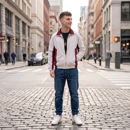 Crimson Grid Windbreaker Jacket