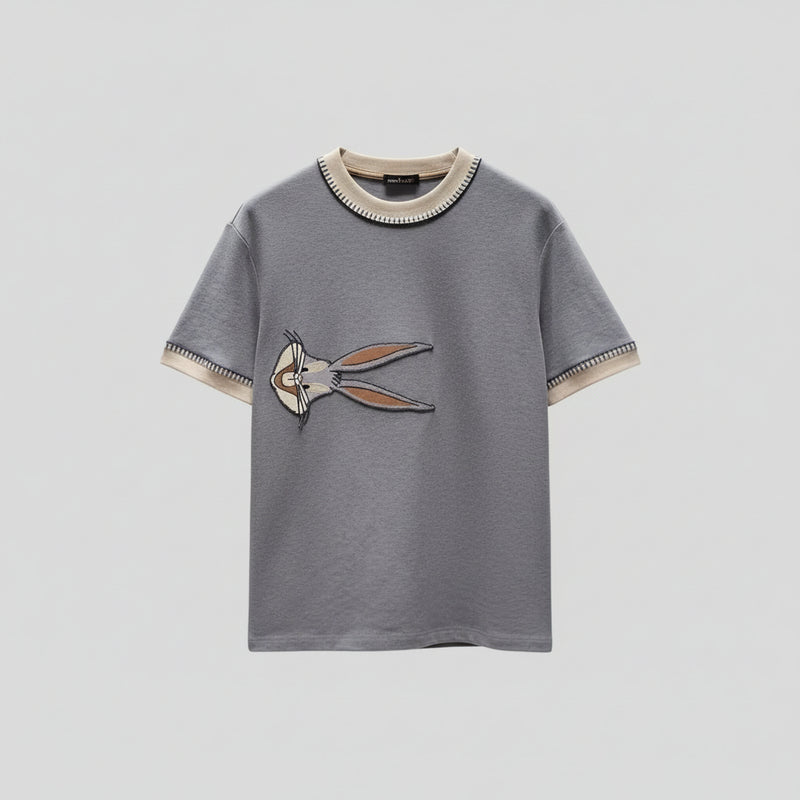 Men’s round-neck short-sleeve cartoon print T-shirt